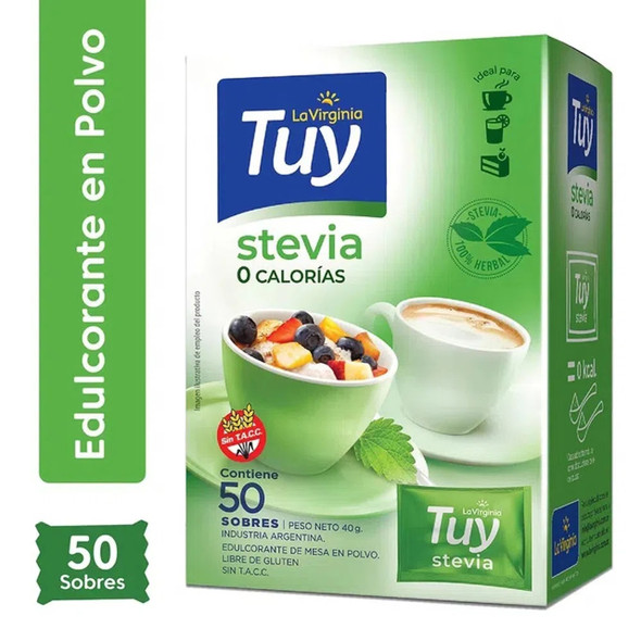 Tuy Edulcorante Stevia en Polvo Zero Calorias en Saquitos (50 Unidades)