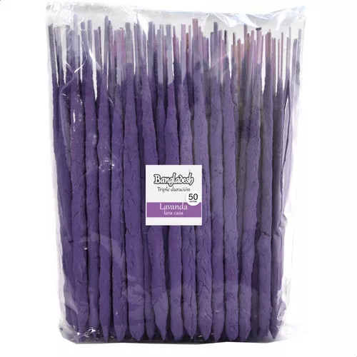 Sahumerios Varitas de Incienso Lavanda Triple Empaste Larga Quemad Premium Lavanda Varitas Grandes (50 unidades)