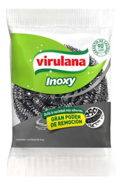 Virulana Inoxy Esponja de Acero Lana de Acero Inoxidable Ideal para Limpieza Difícil de Cocina, 15 g (3 Unidades)