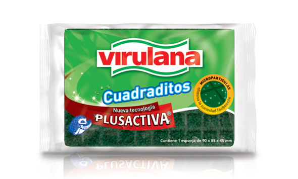 Virulana Esponja Cuadriculada Plusactiva Esponja de Cocina Cuadrada Extra Remoción (3 Unidades)