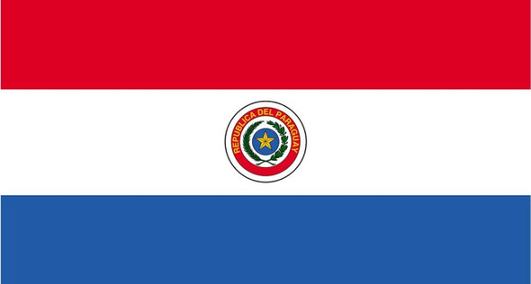 Bandera Paraguay Tradicional de Poliéster Con Cordel Para Atar y Costuras Reforzadas, 90 cm x 150 cm