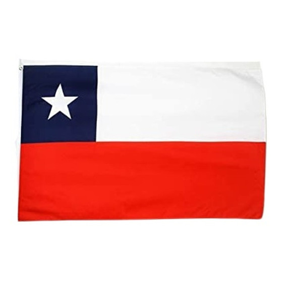 Bandera de Chile Tradicional de Poliéster - Con Cuerda Para Atar y Costuras Reforzadas, 90 cm x 150 cm