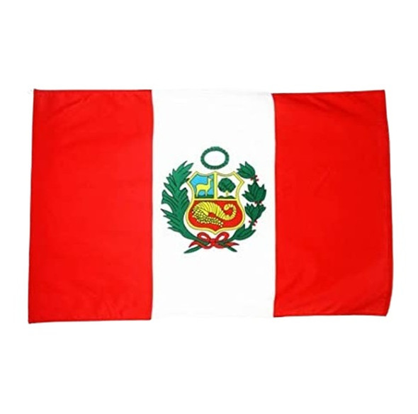 Bandera Perú Tradicional de Poliéster Con Cordel Para Atar y Costuras Reforzadas, 90 cm x 150 cm
