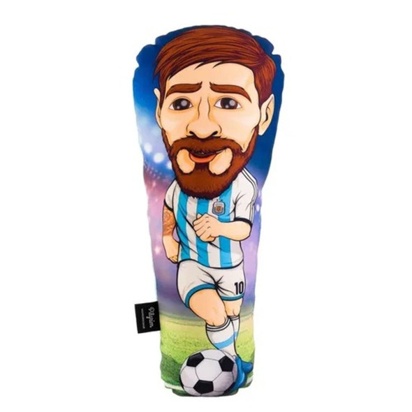 Almohadón Almohadita Lionel Messi con Pelota Argentina, Divertido Cojín Decorativo, 42 cm x 22 cm