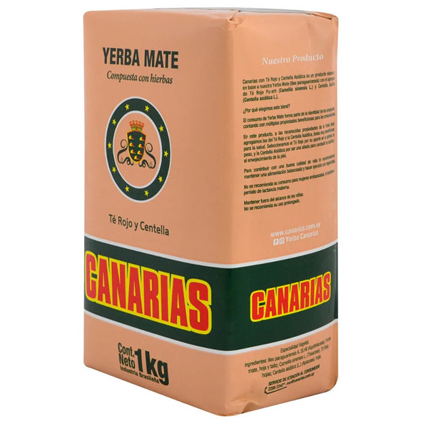 Canarias Yerba Mate con Té Rojo y Centella Mezcla Rara de Uruguay, 1 kg (3 Unidades)
