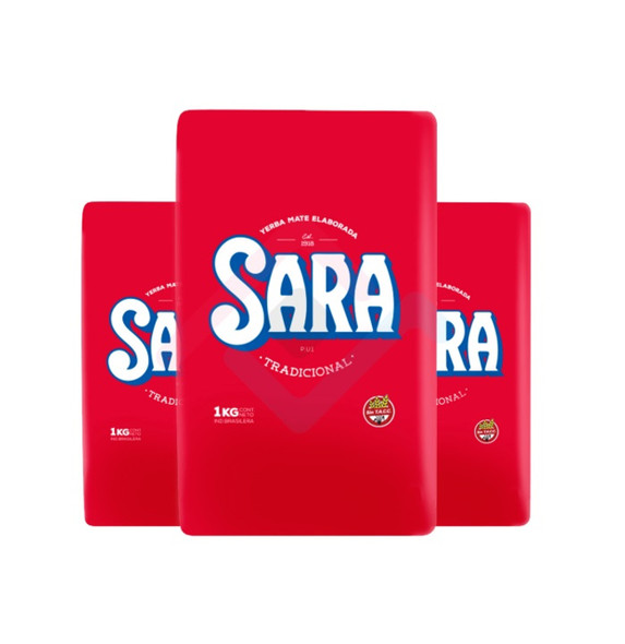 Sara Yerba Mate Roja de Uruguay, 1 kg (3 Unidades)