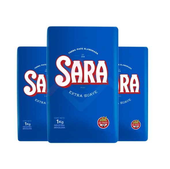 Sara Yerba Mate Azul de Uruguay, 1 kg (3 Unidades)