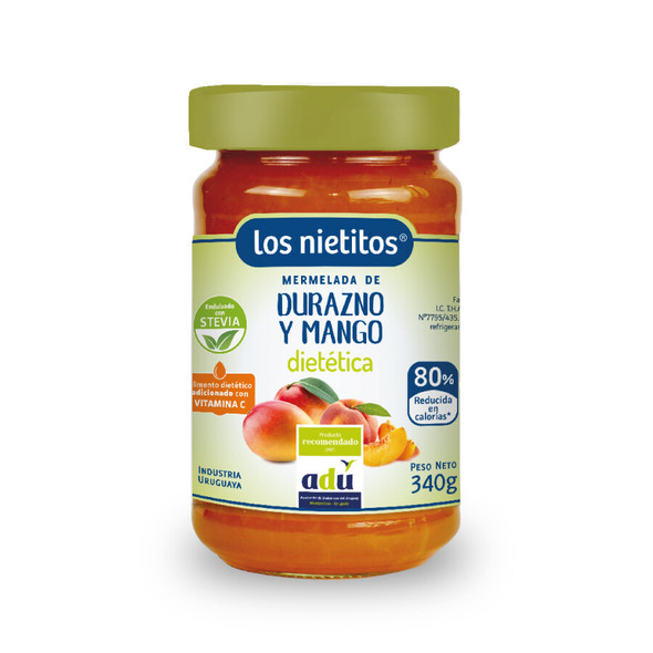 Los Nietitos Mermelada de Durazno Mango Dietética 0% de Uruguay, 340 g