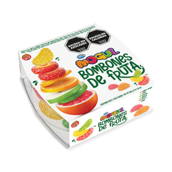 Mogul Bombones de Fruta Gomitas Surtidas Naranja, Manzana, Limón, Fresa y Piña Sin Gluten, 500 g