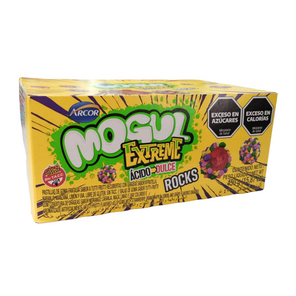 Mogul Gomitas Extreme Ácido Dulce Rocks Recubiertas Con Grageas Con Sabor a Frutas, 450 g (10 Unidades) Mogul Gomitas Extreme Ácido Dulce Rocks Recubiertas Con Grageas Con Sabor a Frutas, 450 g (10 Unidades)