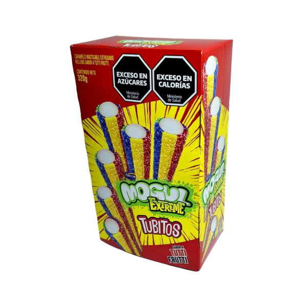 Mogul Extreme Tubitos Ácidos Sabor a Tutti Frutti, 320 g (16 Unidades)