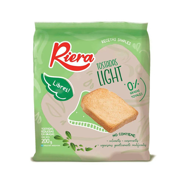 Riera Tostadas Light Clásicas - 0% Grasas Totales , 200 g / 7.05 oz