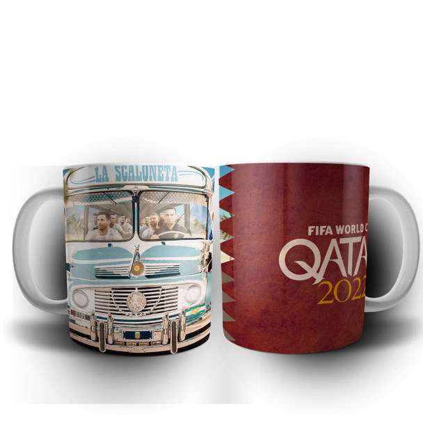 Taza Mundial Qatar 2022 La Scaloneta Taza de Ceramica Copa Mundial de la FIFA 2022 Diseño Scaloneta