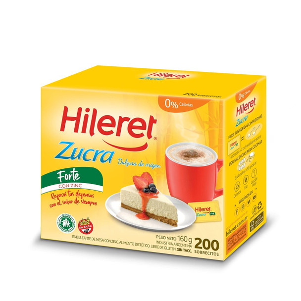 Hileret Edulcorante con Zucra para Bebidas Frías y Calientes en Saquitos, 160 g (200 Unidades)