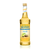A 750 mL (25.4 fl oz) bottle of Monin Sugar Free Vanilla Gourmet Syrup. The pale gold syrup is visible through the clear bottle, which features a yellow label with the Monin logo and a blue "Sugar Free" banner. The label includes botanical illustrations of a vanilla flower and vanilla beans, along with the text "Sugar Free, Calorie Free Gourmet Syrup."