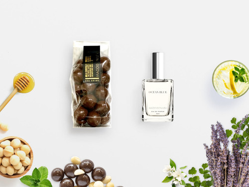 Mens cologne & Belgian chocolate honey roasted macadamias Mens cologne & Belgian chocolate honey roasted macadamias