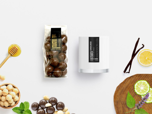Candle & Belgian Chocolate Honey Macadamias gift hamper Candle & Belgian Chocolate Honey Macadamias gift hamper