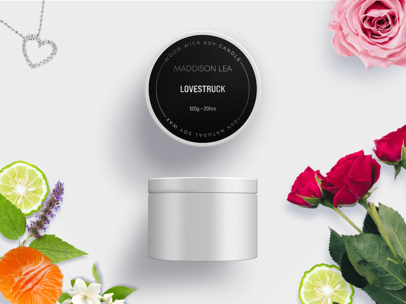 Lovestruck - Miss Dior perfume inspired wood wick travel tin Lovestruck - Miss Dior perfume inspired wood wick travel tin