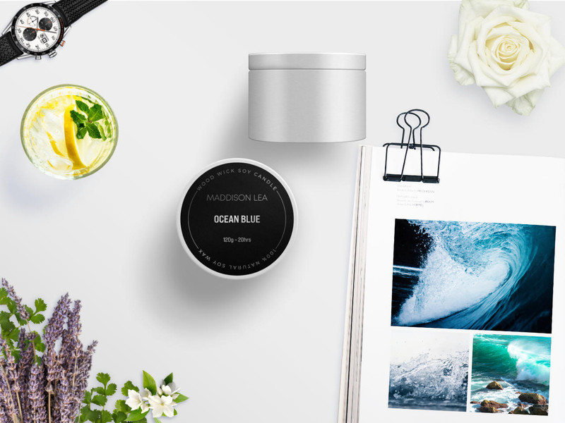 Ocean Blue - Cool Water perfume inspired wood wick travel tin