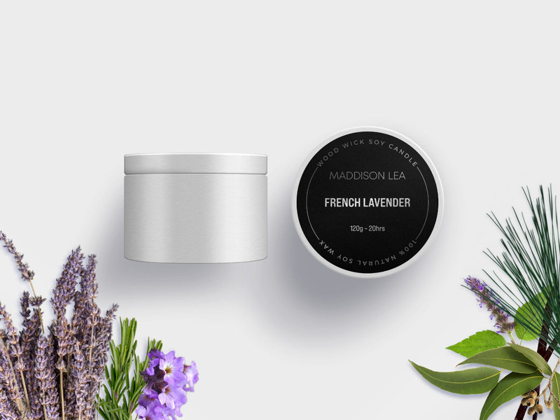 French Lavender wood wick travel tin