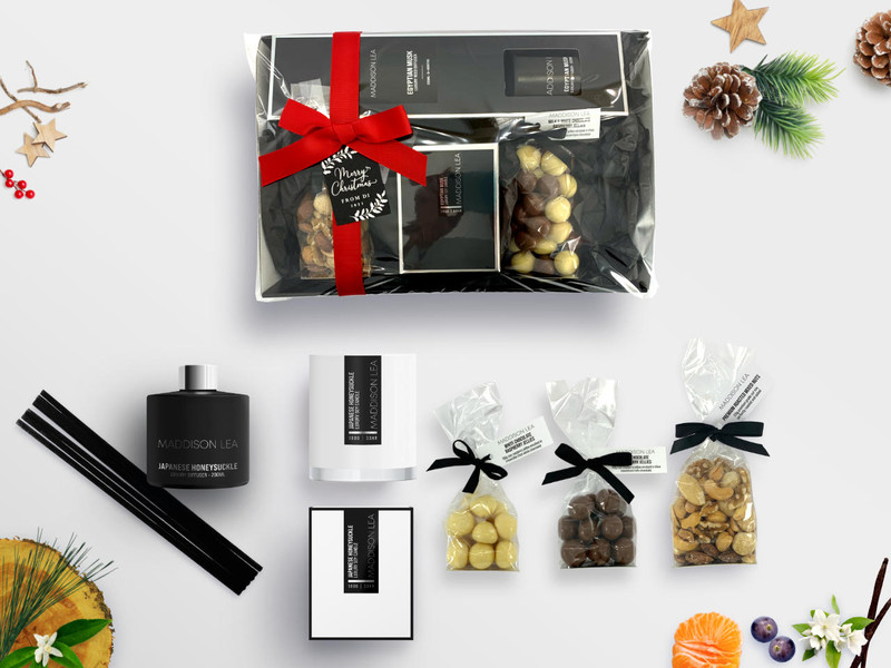 Luxury home fragrance gift tray... a hamper filled with stunning home fragrance products with snacks Luxury home fragrance gift tray... a hamper filled with stunning home fragrance products with snacks