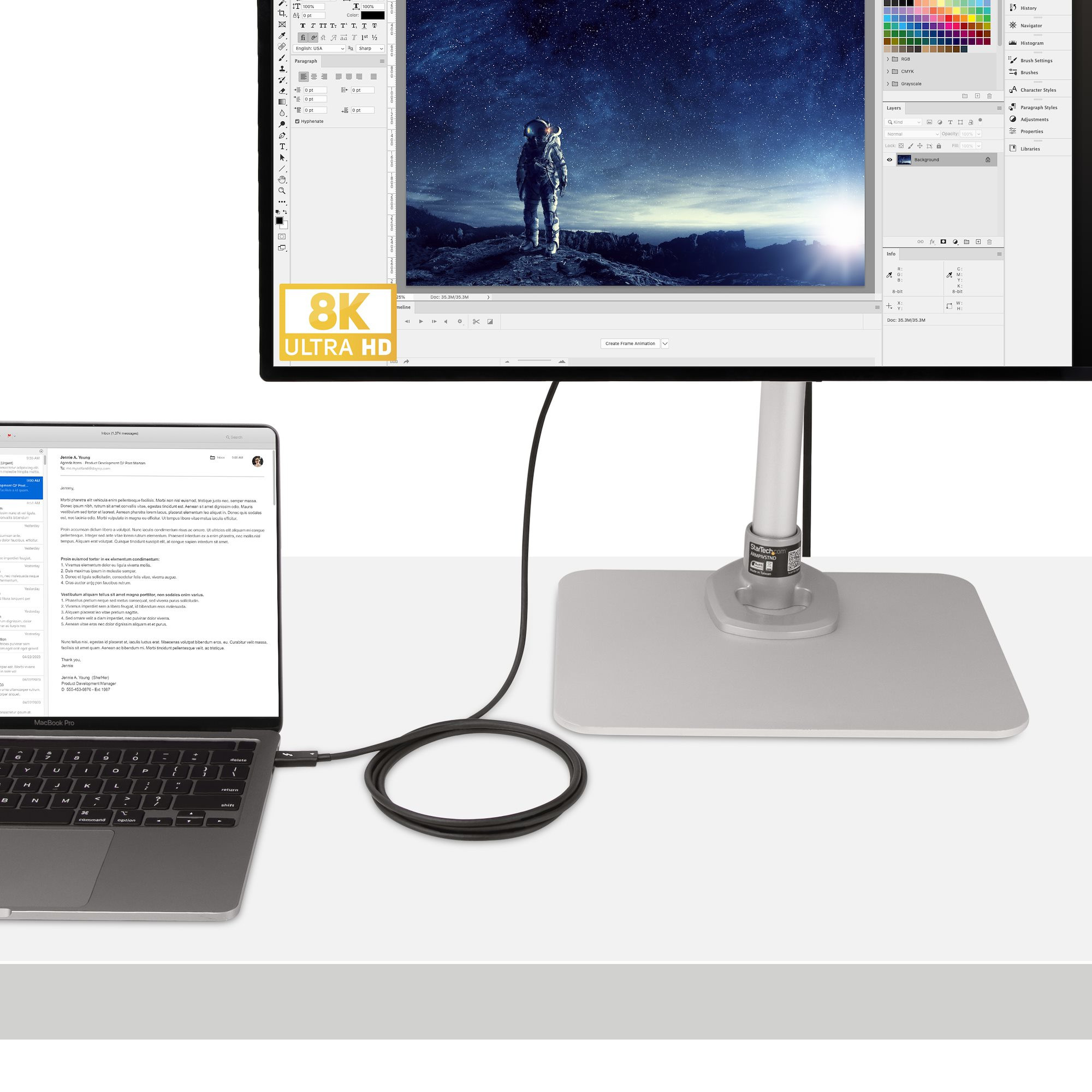 6FT (2M) Active Thunderbolt 4 Cable - 40GBPS - 100W PD - 8K Video - Certified TH A40G2MB-TB4-Cable