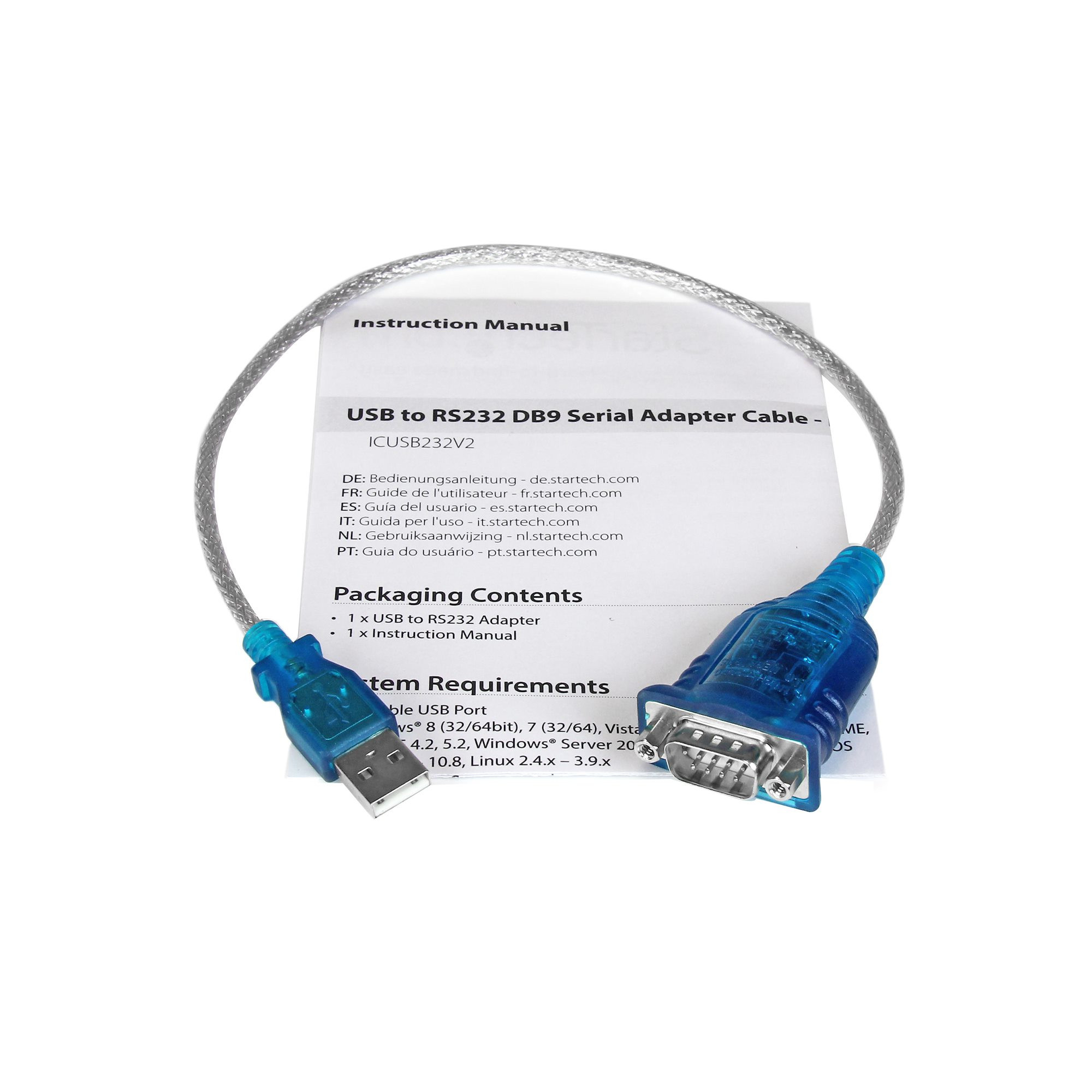 1 PORT USB to RS232 DB9 Serial Adapter Cable - M/M - USB to Serial Converter - W ICUSB232V2