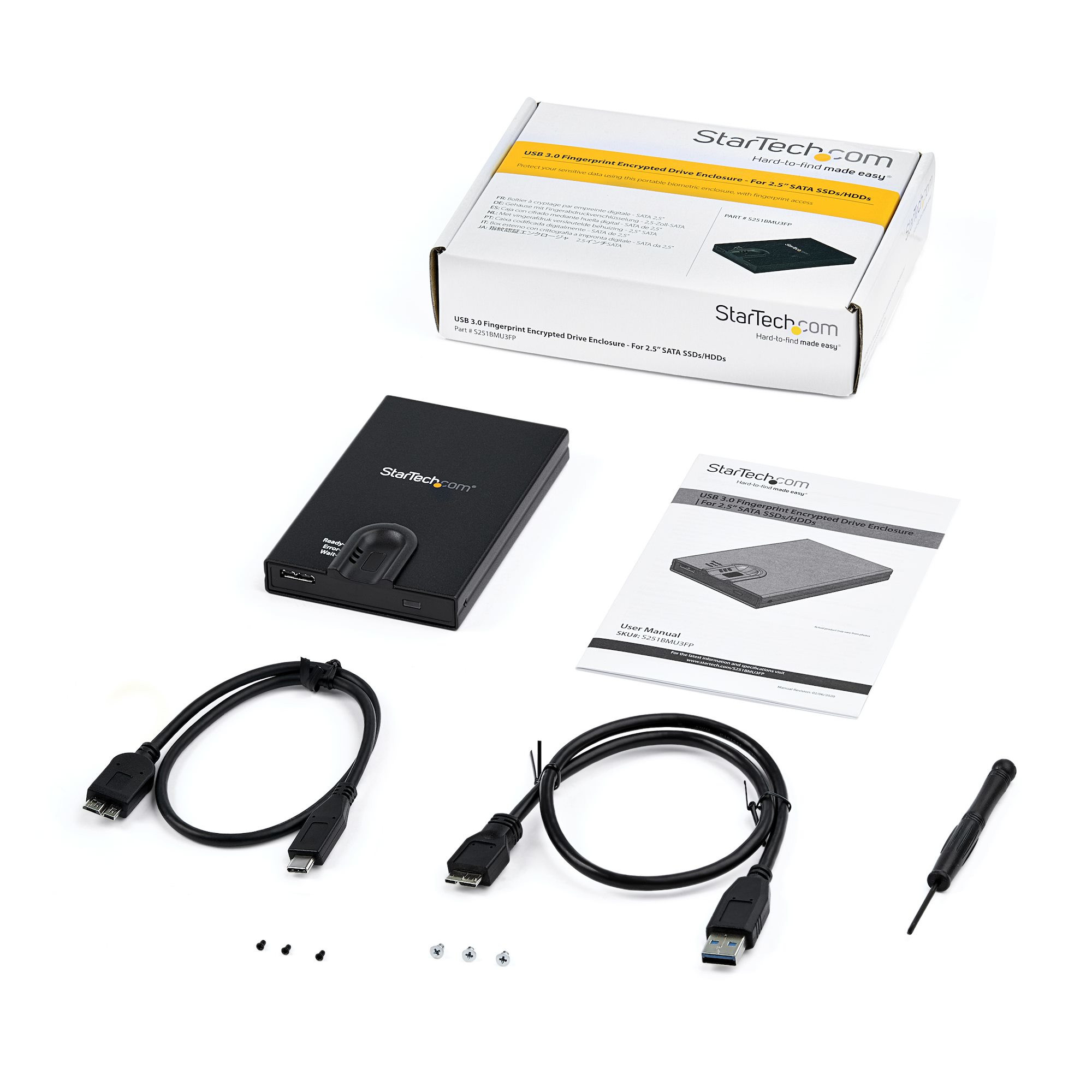 USB 3.0 to 2.5 INCH SATA External HARD Drive Enclosure W/Secure Biometric Finger S251BMU3FP