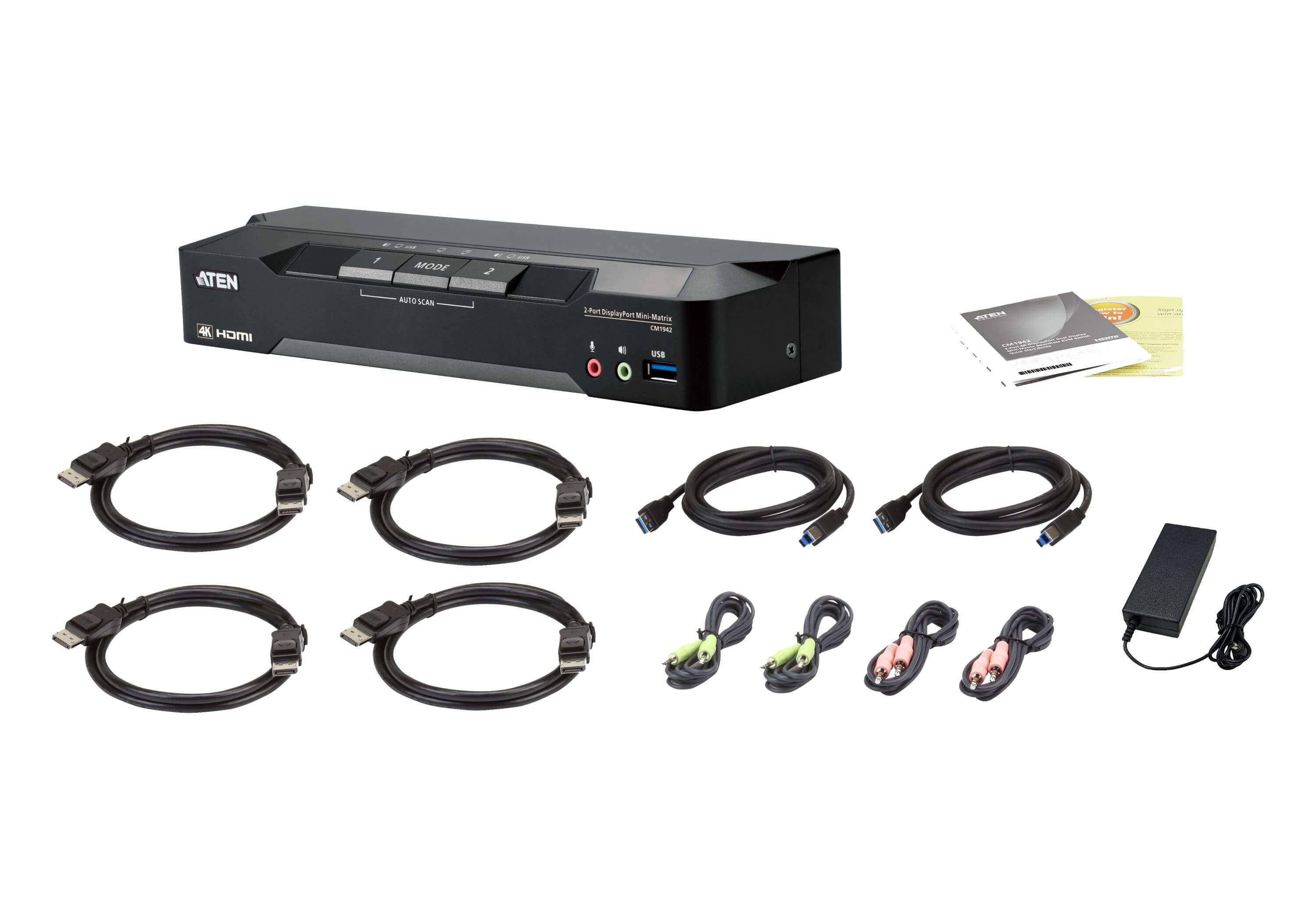 2-PORT 4K Displayport DUAL Display MINI-Matrix KVM WITH Boundless Switching CM1942