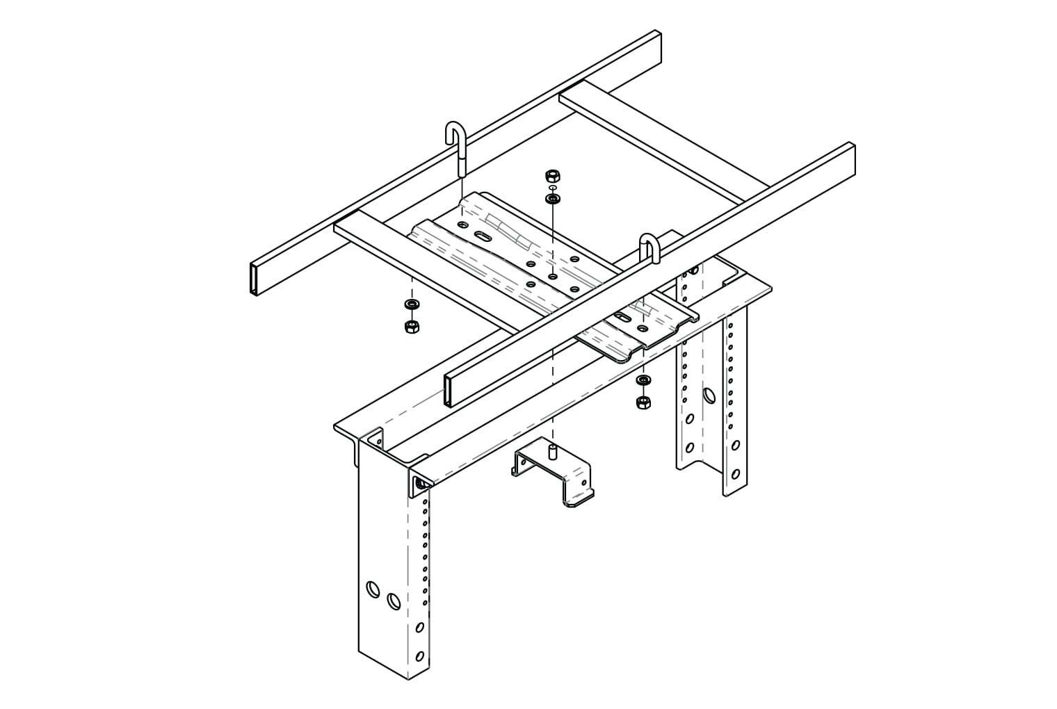 3\\\\ (80 MM) Channel RACK-to-Runway Mounting Plate WITH Bracket; for 15FT\\\\W 12730-718