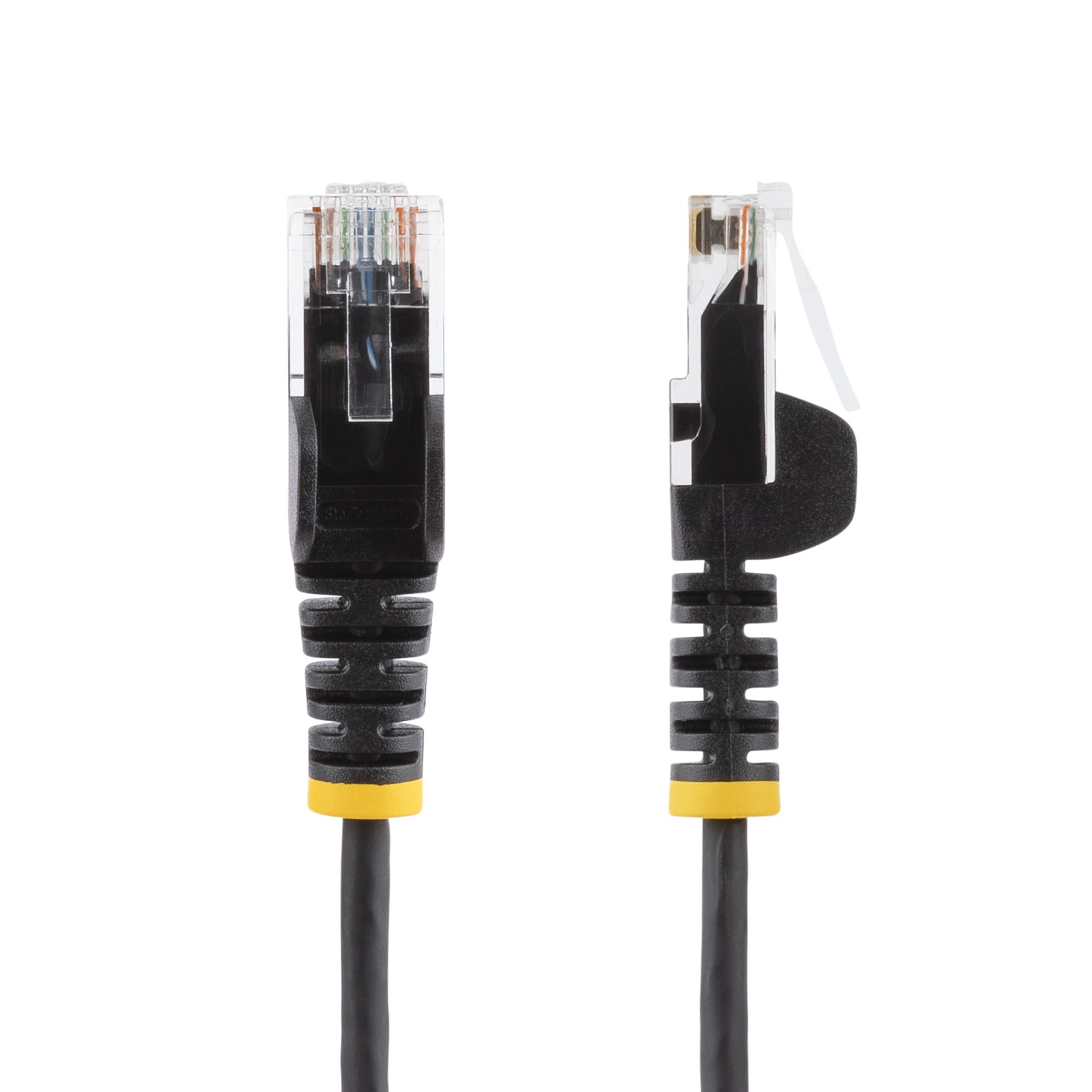 StarTech.com 6in Black Slim CAT6 Cable, 10 Pack, Snagless, 100W PoE, UTP, LSZH, 28AWG Pure Bare Copper Wire, Slim RJ45 Network Patch Cord w/Strain Reliefs, Individually Tested