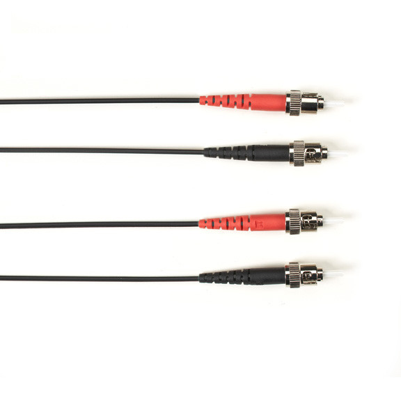 OM2 50/125 Multimode Fiber Optic Patch Cable - LSZH, ST to ST, Black, 2-M (6.5-F FOLZH50-002M-STST-BK