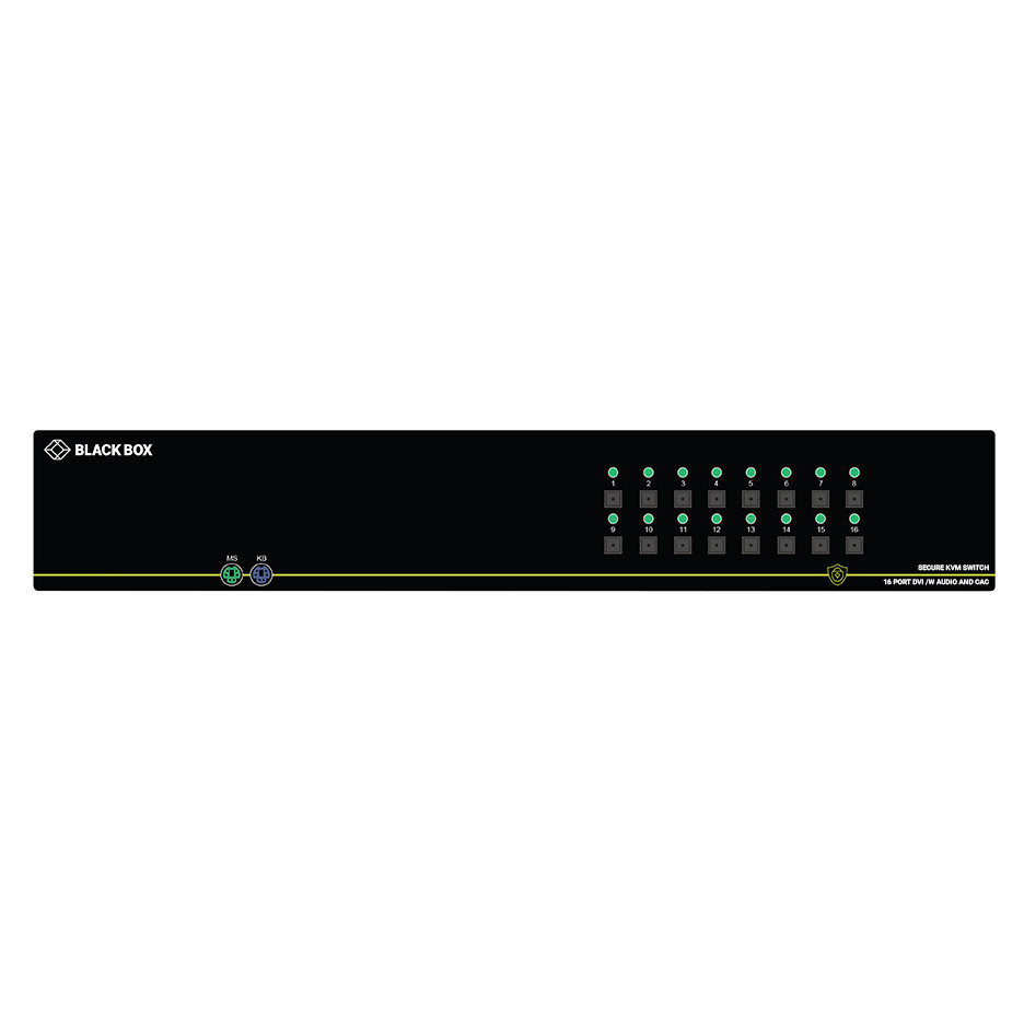 THE Black BOX Secure KVM 16-PORT Desktop Switch Allows a Single Operator to CONT SS16P-SH-DVI-UCAC