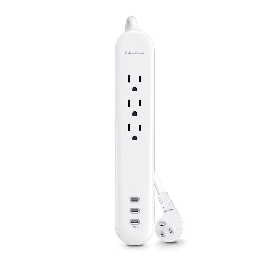 Cyberpower P304UC3 Surge, NEMA 5-15P Input, White - 3 NEMA 5-15R, 3 TYPE C OUTP P304UC3