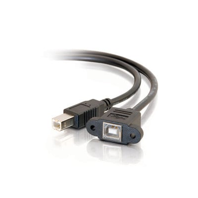 C2G 1ft USB 2.0 B Female to B Male Panel Mount Cable USB cable 0.02 m USB B Black