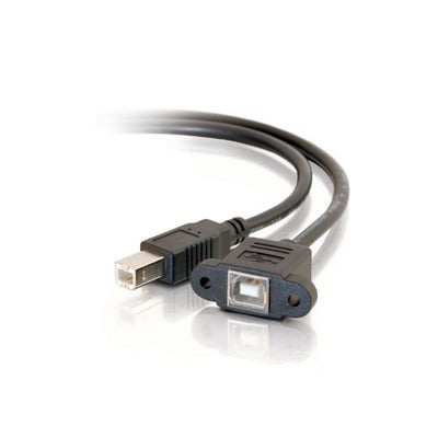 C2G 3ft USB 2.0 B Female to B Male Panel Mount Cable USB cable 0.91 m USB B Black