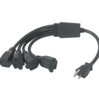 C2G 14in 1-to-4 18 AWG Power Cord Splitter (4 NEMA 5-15R -> 1 NEMA 5-15P) Black 0.35 m