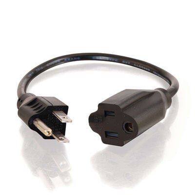 C2G 6ft Outlet Saver 18 AWG Power Extension Cord Black 1.82 m NEMA 5-15P