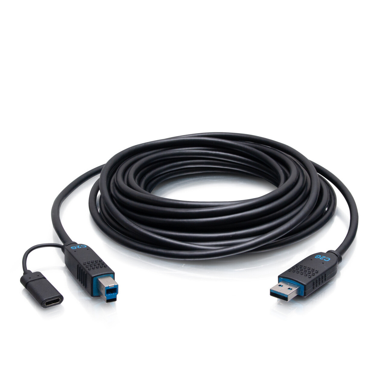 C2G 125ft (38.1m) Performance Series USB-A Male to USB-B Male Active Optical Cable (AOC) - 3.2 Gen 2 (10Gbps) Plenum Rated