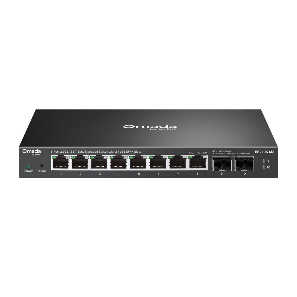 Omada 8-PORT 2.5G Easy Managed Switch. Ports: 8 2.5G RJ45, 2 10G SFP+. Spec: Fan ES210X-M2