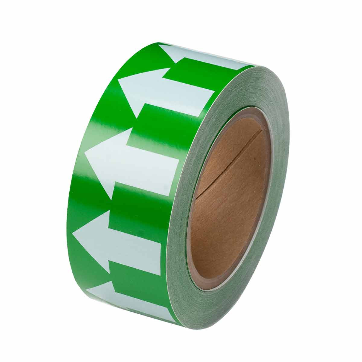 Pipe Marker Tape with Arrows - 2", White on Green