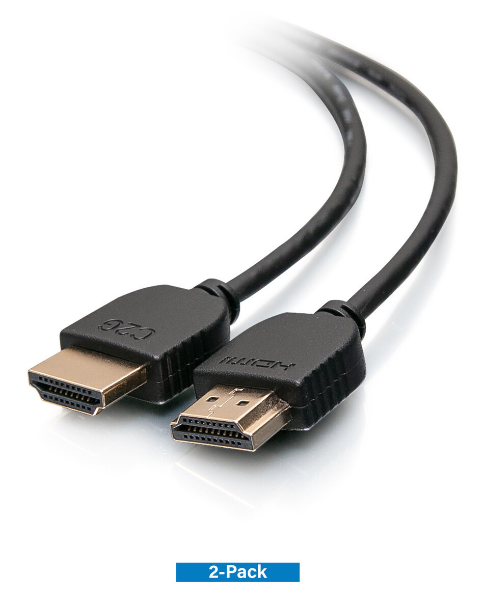 C2G 3ft (0.9m) Plus Series Slim Flexible High Speed HDMI® Cable with Ethernet (2-Pack)