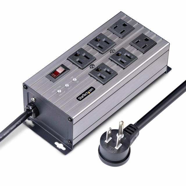 6-Outlet Industrial Power Strip 125V/15A, EMI/RFI Isolation, Surge Protection, M 6N515S8-Power-Strip