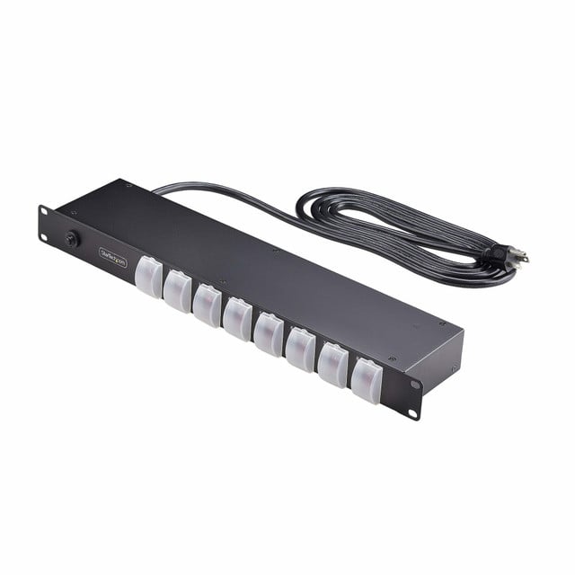 8-Outlet Horizontal RACK Mount PDU, 1U Power Strip, Individual Outlet on/OFF SWI 8NS8-RACK-Mount-PDU