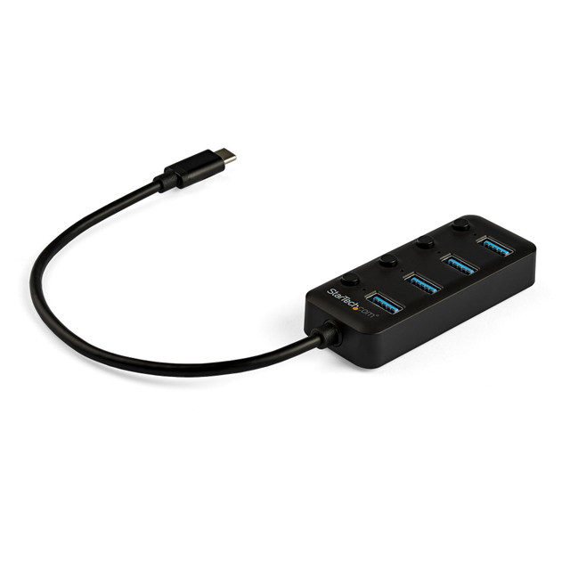 BUS-Powered 4 PORT HUB WITH Individual PORT Switches - USB-C to 4X USB TYPE-a PO HB30C4AIB