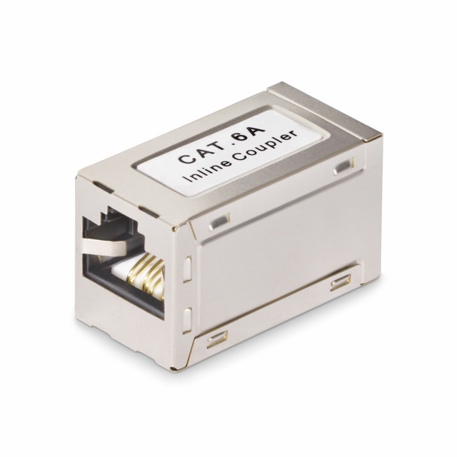 Shielded RJ45 Coupler, Inline CAT6A Coupler, Female to Female (F/F) T568B Pinout in-CAT6A-Coupler-S1