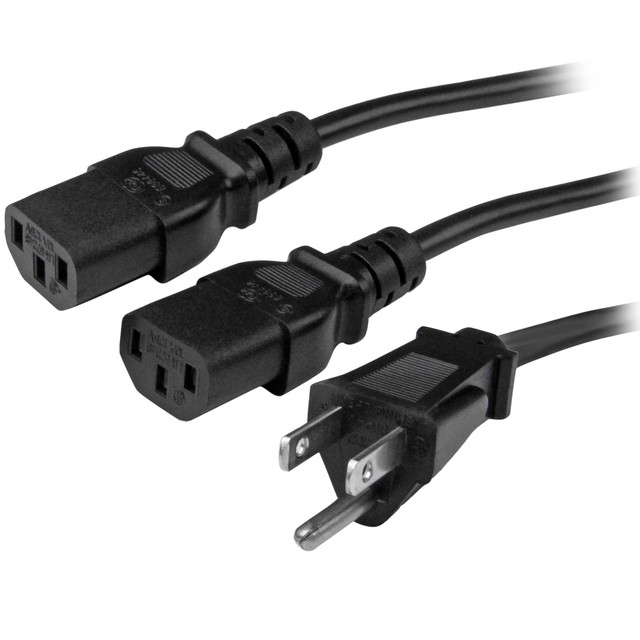 10FT (3M) 18AWG Flexible Computer Power Y Cable W/ NEMA 5-15P and 2X IEC 60320 C PXT101Y10