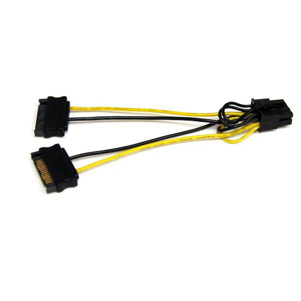 Convert TWO 15-PIN SATA Power Supply Connectors to an 8-PIN PCI Express Video CA SATPCIEX8ADP