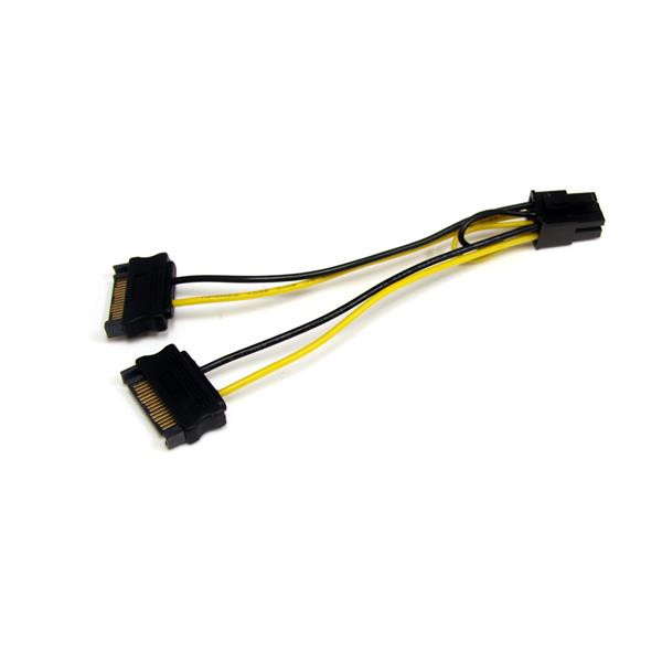 Convert TWO 15-PIN SATA Power Supply Connectors to a 6-PIN PCI Express Video CAR Satpciexadap