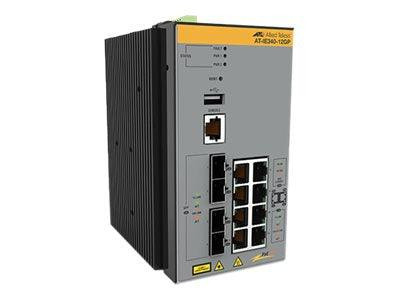 8X 10/100/1000T, 4X 100/1000X SFP, Industrial Ethernet, Layer 3 Switch (TAA COMP at-IE340-12GT-980